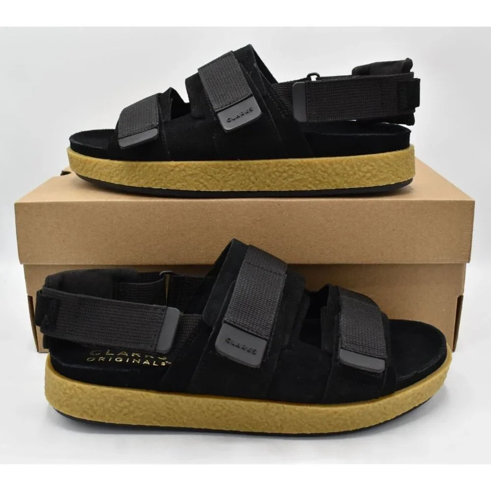 Clarks Mens Size 11.5 Overleigh Tor Black‎ Sandals Shoes
